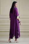 Shop_AFFROZ_Purple Georgette Net Patchwork Kaftan And Pant Set_at_Aza_Fashions