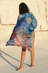 Shop_Tizzi_Blue Chiffon Satin Cappadocia Open Shoreline Cape _at_Aza_Fashions