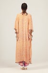 Shop_AMKA_Orange Crepe And Chiffon Printed & Hand Embroidered Animal Cape Rupa Tunic Set _at_Aza_Fashions