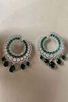 Buy_Mozaati_Green Stones Falak Embellished Hoop Earrings _at_Aza_Fashions