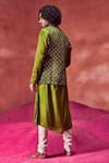 Shop_PUNIT BALANA_Green Chanderi Silk Embroidery Resham And Sequin Bundi Kurta Set _at_Aza_Fashions