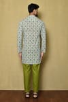 Shop_Samyukta Singhania_Multi Color Viscose Chikankari Pattern Kurta And Green Pant Set_at_Aza_Fashions