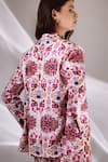 Shop_Betrue_White Handloom Cotton, Silk Embroidery Kashan Print Blazer _at_Aza_Fashions