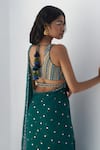 Shop_Nadima Saqib_Green Georgette Embroidery Mirror Saree _at_Aza_Fashions