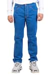 Shop_Theorem_Blue Cotton Denim Meander Seam Trouser  _at_Aza_Fashions