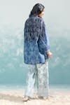 Shop_Ikai by Ragini Ahuja_Blue Cotton Silk Chanderi Embroidery Nile Shibori Drop Shoulder Shirt  _at_Aza_Fashions