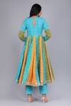 Shop_POMCHA JAIPUR_Blue Anarkali And Pant Cotton & Dupatta Soft Net Embroidery & Vedhika Set _at_Aza_Fashions