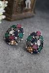 Buy_Do Taara_Multi Color Natural Stones And Cubic Zirconia Stud Earrings _at_Aza_Fashions