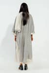 Shop_Stoique_Off White Cotton, Muslin Embroidery V-neck Polka Dot Woven Dress _at_Aza_Fashions