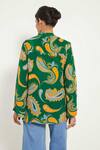 Shop_Style Junkiie_Green Crepe Printed Paisley Mandarin Collar Shirt  _at_Aza_Fashions