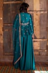 Shop_Shikha Mehta_Green Dupatta  Organza, Chanderi Thread V Neck Sharara Set _at_Aza_Fashions