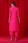 Shop_Enech_Pink Muslin Modal Embellishment Metal And Collar Tunic & Palazzo Set  _at_Aza_Fashions