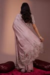 Shop_Rishi and Soujit_Pink Saree Tussar And Blouse Raw Linear Pattern With  _at_Aza_Fashions