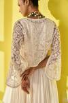 Shop_Ridhi Mehra_Ivory Anarkali Fine Silk Embroidered Dafiya With Short Jacket  _at_Aza_Fashions
