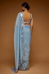 Shop_Neeta Lulla_Blue Chiffon Sequins, Beads, Crystals Border Embellished Saree With Blouse_at_Aza_Fashions