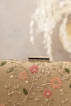 Shop_Amyra_Gold Embroidery Floral Creeper Box Clutch _at_Aza_Fashions