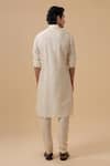 Shop_Raghavendra Rathore Blue_Off White Cotton, Silk Embroidery Raw Tonal Kurta With Pant _at_Aza_Fashions