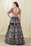 Shop_JAYANTI REDDY_Purple And Raw Embroidery Aari Floral Bridal Lehenga Set  _at_Aza_Fashions