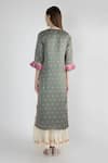 Shop Gopi Vaid Green Cotton, Silk Tassels, Gota Patti Round Neck Vrindavan Lotus Print Tunic at Aza Fashions Shop_Gopi Vaid_Green Cotton, Silk Tassels, Gota Patti Round Neck Vrindavan Lotus Print Tunic_at_Aza_Fashions