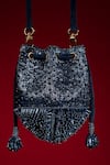 Shop_Aomidori Shimai_Blue Crystals And Cut Dana Embellished Starship Bucket Bag _at_Aza_Fashions