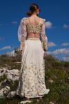 Shop_Shruti Sancheti_White Crepe Printed Floral Hand Embroidered Crop Top And Skirt Set  _at_Aza_Fashions
