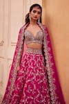 Shop_Mrunalini Rao_Pink Satin Organza Embroidered Zardozi Lata Bridal Lehenga Set  _at_Aza_Fashions