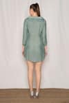 Shop_Amrta By Guneet Kondal_Blue Viscose, Modal Sequins, Cut Work Collared Wing Embroidered Shirt Dress _at_Aza_Fashions