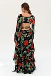 SANAM_Black Silk Chiffon Rosamund Pre-stiched Ruffle Saree With Blouse For Women_Online_at_Aza_Fashions