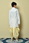 Shop_Petite Pomme_White Cotton Stripe Pattern Kurta And Dhoti Set _at_Aza_Fashions