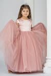 Shop_Darleen Kids Couture_Pink Satin Embroidery Sequin And Stones Princess Gown _at_Aza_Fashions