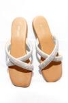 Shop_Foot Fuel_Cream Rayne Rhinestone Criss Cross Strappy Flats _at_Aza_Fashions
