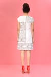 Shop_LABEL SHRISTI CHETANI_White Cotton Print Abstract Round Neck Short Dress _at_Aza_Fashions