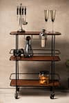 Shop_S.G. Home_Black Metal And Wood Mid-century Bar Cart _at_Aza_Fashions