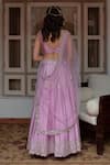 Shop_House of Dasmaya_Purple Dupion Silk Embroidered Mirror V Neck Pearl Blouse Lehenga Set _at_Aza_Fashions