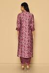 Shop_Naintara Bajaj_Purple Muslin Embroidered Floral Round Straight Kurta And Pant Set For Women_at_Aza_Fashions