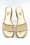 Shop_Foot Fuel_Gold Sequins, Zari Amorr Embellished Wedges _at_Aza_Fashions
