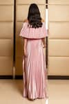 Shop_B'Infinite_Pink Satin One Shoulder Pleated Gown _at_Aza_Fashions