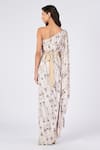 Shop_S&N by Shantnu Nikhil_Off White Poly Jersey Printed Jewel One Shoulder Kurta _at_Aza_Fashions