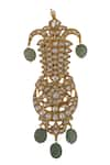 Shop_Riana Jewellery_Green Jadtar Stone Studded And Bead Drop Kalangi _at_Aza_Fashions