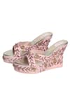 Shop_Fuchsia_Pink Zari, Embroidery Silk Royal Bride Wedges And Clutch Set _at_Aza_Fashions