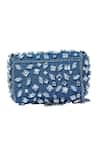 Shop_Ginn And Tonik_Blue Embellished Denim Stone Sling Bag _at_Aza_Fashions
