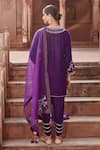 Shop_Ajiesh Oberoi_Purple Velvet Embroidered Dori Round Short Kurta Set _at_Aza_Fashions