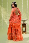 Shop_Redpine Designs_Orange Viscose Georgette Printed Floral V Hand Embroidered Anarkali With Dupatta _at_Aza_Fashions