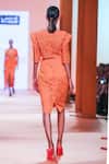 Shop_Pankaj & Nidhi_Orange Jersey Hand Embellished Floral Appliques Solarium Top  _at_Aza_Fashions
