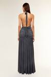 Deme By Gabriella_Grey Chiffon, Lycra Cowl , Halter Louise Gown _Online_at_Aza_Fashions