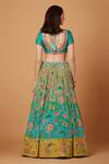 Shop_Siddhartha Bansal_Blue Dupion Embroidered Floral Scoop Neck Hand Bridal Lehenga Set  _at_Aza_Fashions