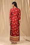 Shop_Masaba_Red Raw Silk Printed Spring Blossom Round Kurta Set _at_Aza_Fashions