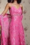 Shop_Kisneel by Pam_Pink Embroidered Sequins V Neck Jumpsuit _at_Aza_Fashions