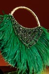 Shop_Be Chic_Green Embellished Fiery Half Crescent Shaped Clutch _at_Aza_Fashions