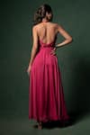 Shop_Parshya_Pink Viscose Flat Chiffon Embroidered Cutdana Halter Neck Embellished Gown _at_Aza_Fashions